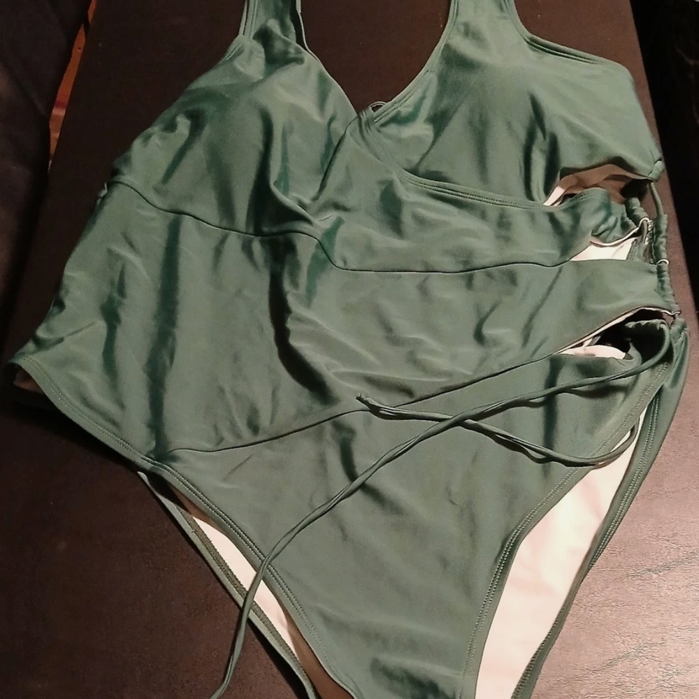 Plus Size Women Shein Green Outdoor Bathing Suit Cover Up Beach Dress 4lx